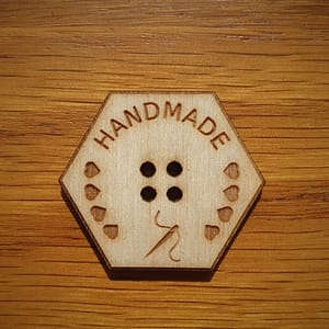 Hexagonal Wooden Button Handmade Needle