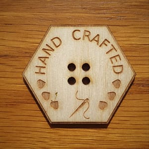 Hexagonal Wooden Button Hand Crafted Needle