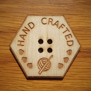 Hexagonal Wooden Button Hand Crafted Crochet