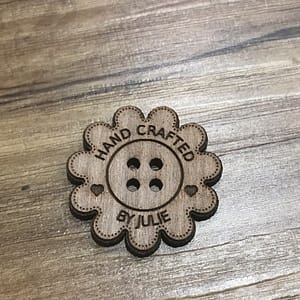 Hand Crafted Walnut Flower Button With Detail 3cm