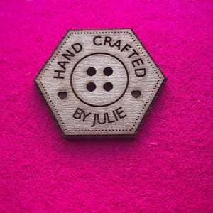 Hand Crafted Walnut Hexagonal Button With Detail 4cm