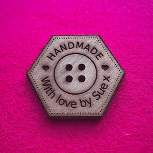 Handmade Walnut Hexagonal Button With Detail 3cm