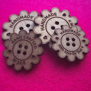 Walnut Flower Wooden Craft Buttons With Detail