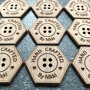 Personalised Walnut Hexagon Buttons