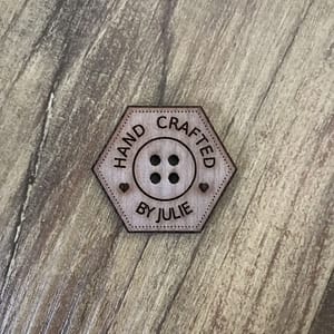Hand Crafted Walnut Hexagonal Button With Detail 3cm