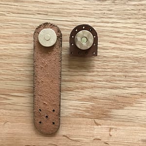 Brown Leather Fastener With Gold Magnetic Snap
