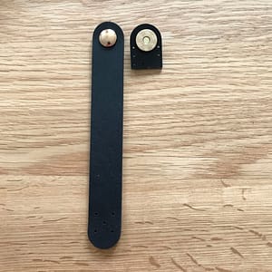 Black Leather Fastener With Gold Magnetic Snap