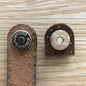 Brown Leather Fastener With Gold Magnetic Snap