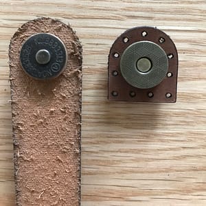Brown Leather Fastener With Antique Bronze Magnetic Snap