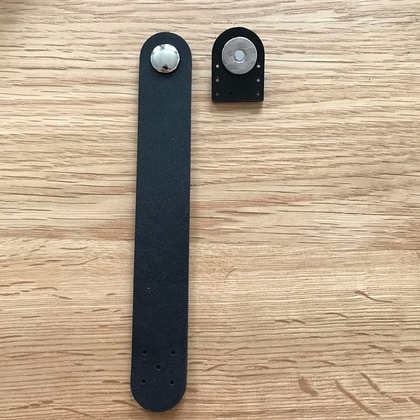 Black Leather Fastener With Silver Magnetic Snap