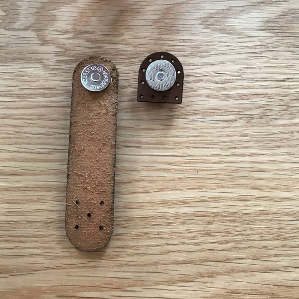 Brown Leather Fastener With Silver Magnetic Snap