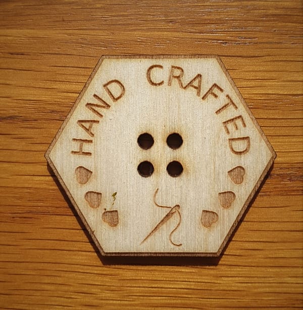 Hexagonal Wooden Button Hand Crafted Needle