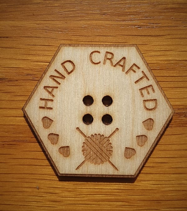 Hexagonal Wooden Button Hand Crafted Knitting