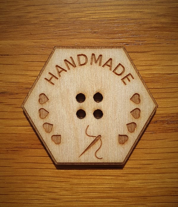 Hexagonal Wooden Button Handmade Needle
