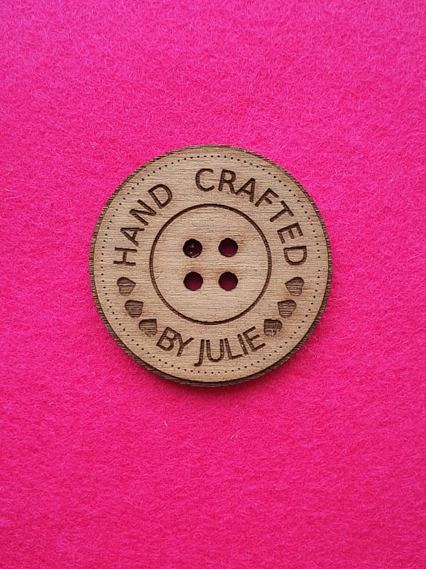 Hand Crafted Walnut Circular Button With Detail 4cm
