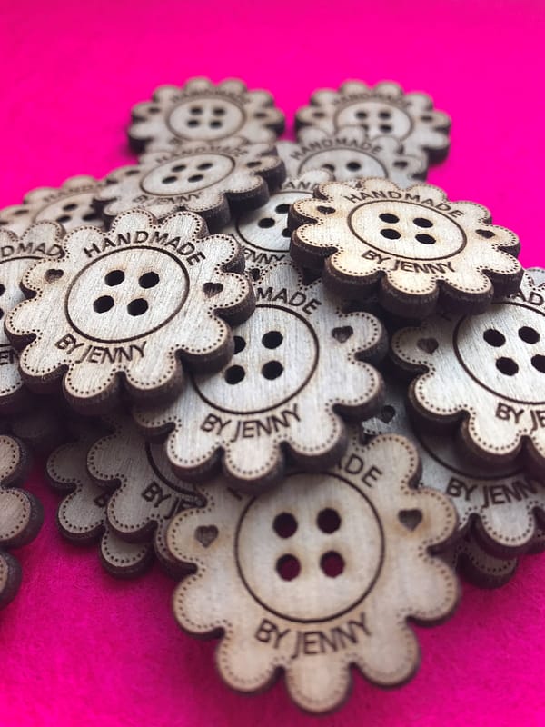 Handmade Walnut Flower Button With Detail 3cm