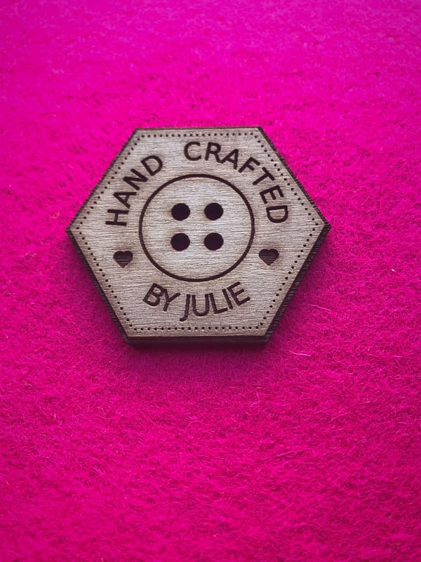 Hand Crafted Walnut Hexagonal Button With Detail 4cm