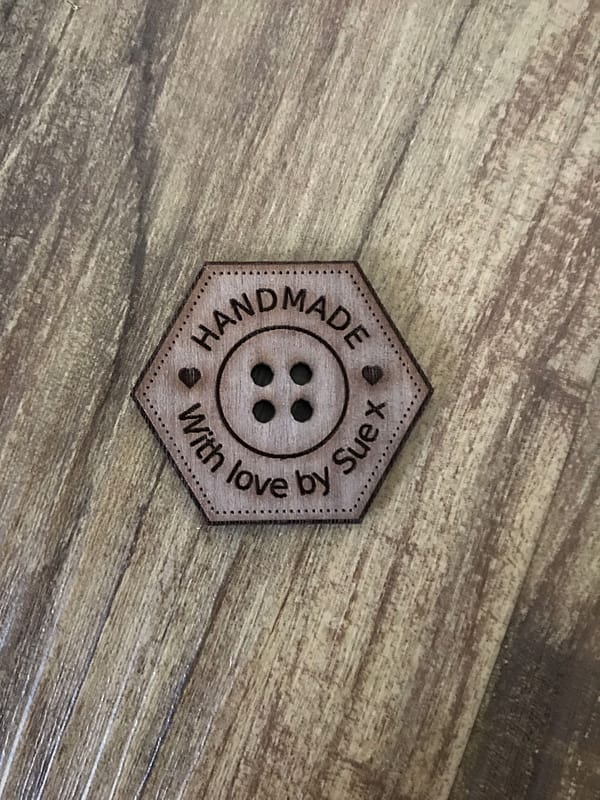 Handmade Walnut Hexagonal Button With Detail 4cm