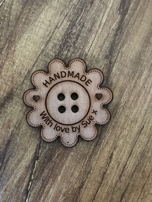 Handmade Walnut Flower Button With Detail 3cm
